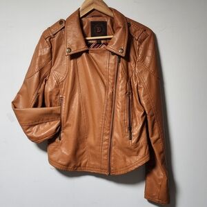Dollhouse Women's Tan Leather Moto Biker Jacket L